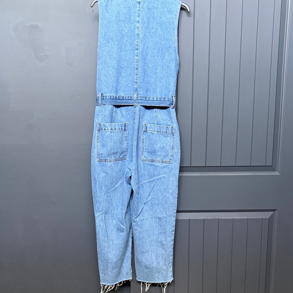BlankNYC Sleeveless Denim Utility Jumpsuit in Blue - Picture 7 of 9